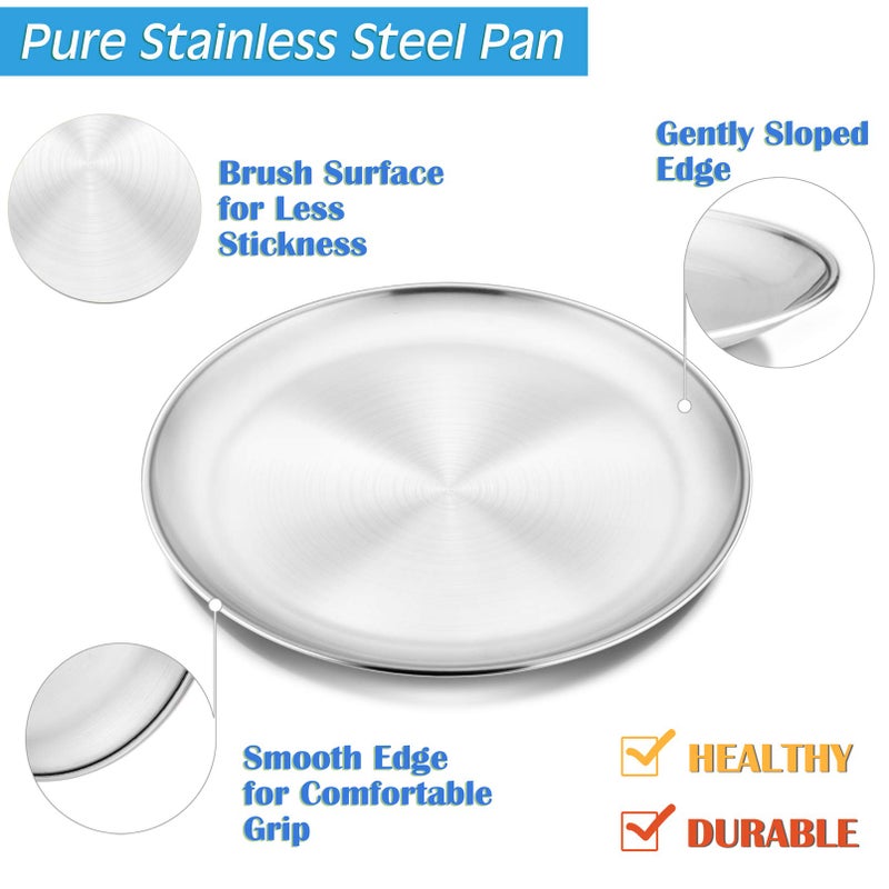P&P CHEF Pizza Pan Set of 2, Stainless Steel Pizza Tray, Round Pizza Plate For Pie Cookie Pizza Cake, Non Toxic & Heavy Duty, Dishwasher Safe & Easy Clean, 10 Inch & Silver - Image 4